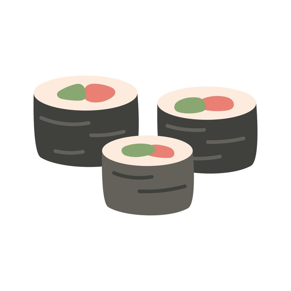 conjunto de vectores de comida de sushi asiático de dibujos animados.