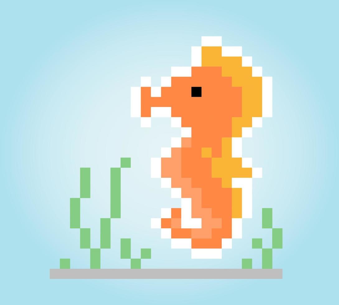 píxeles de caballito de mar. ilustración vectorial de activos de juego de 8 bits. vector