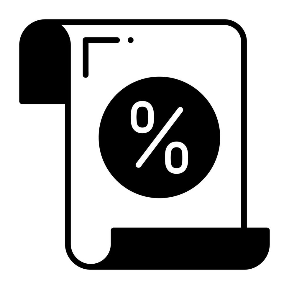 Bill discount vector icon isolated on white background
