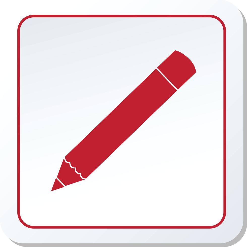 Pencil icon. Red pencil on white background. Vector illustration.