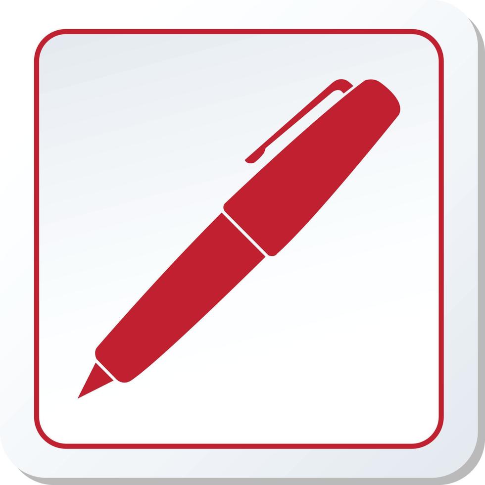 Pen icon. Vector illustration. Red Pen icon on white background.