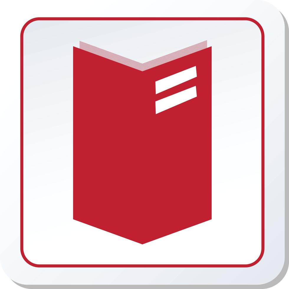 Book icon on white square background. Vector illustration. Eps 10.