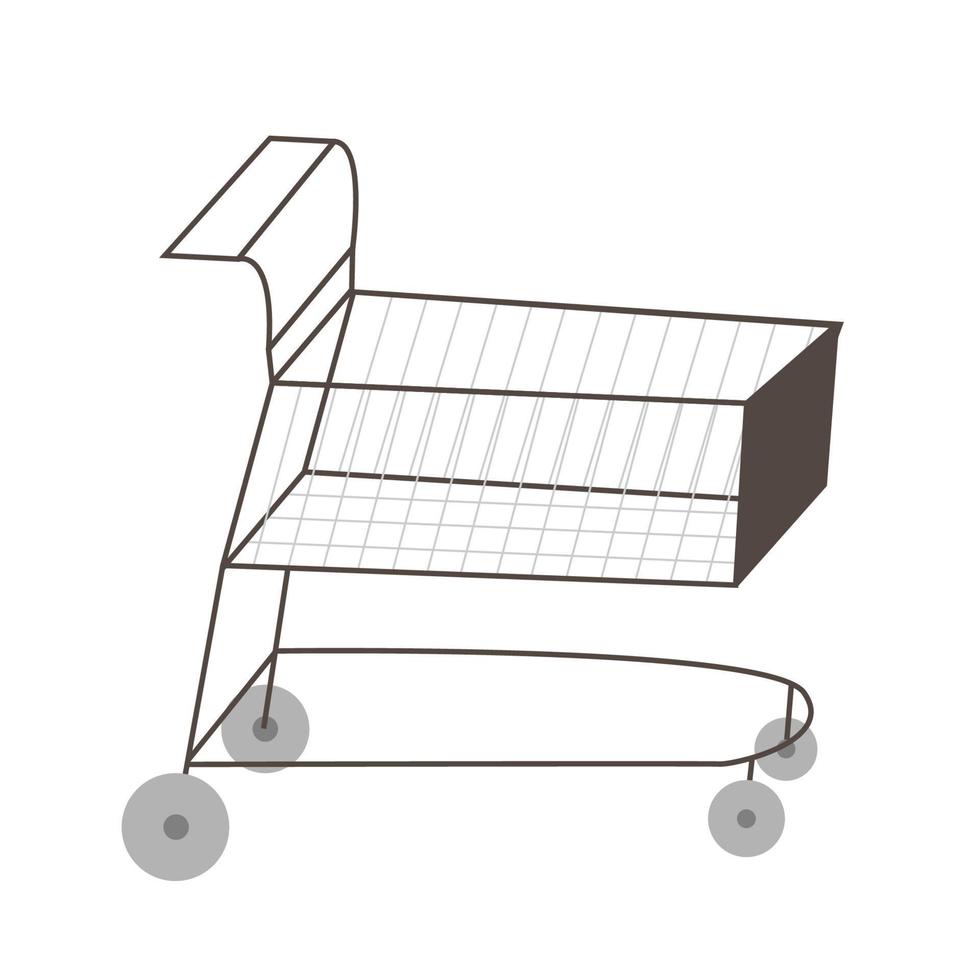 Supermarket cart on white background. Empty shopping cart vector