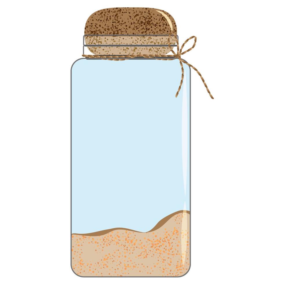 Glass jar with sand. Jar for memories. vector