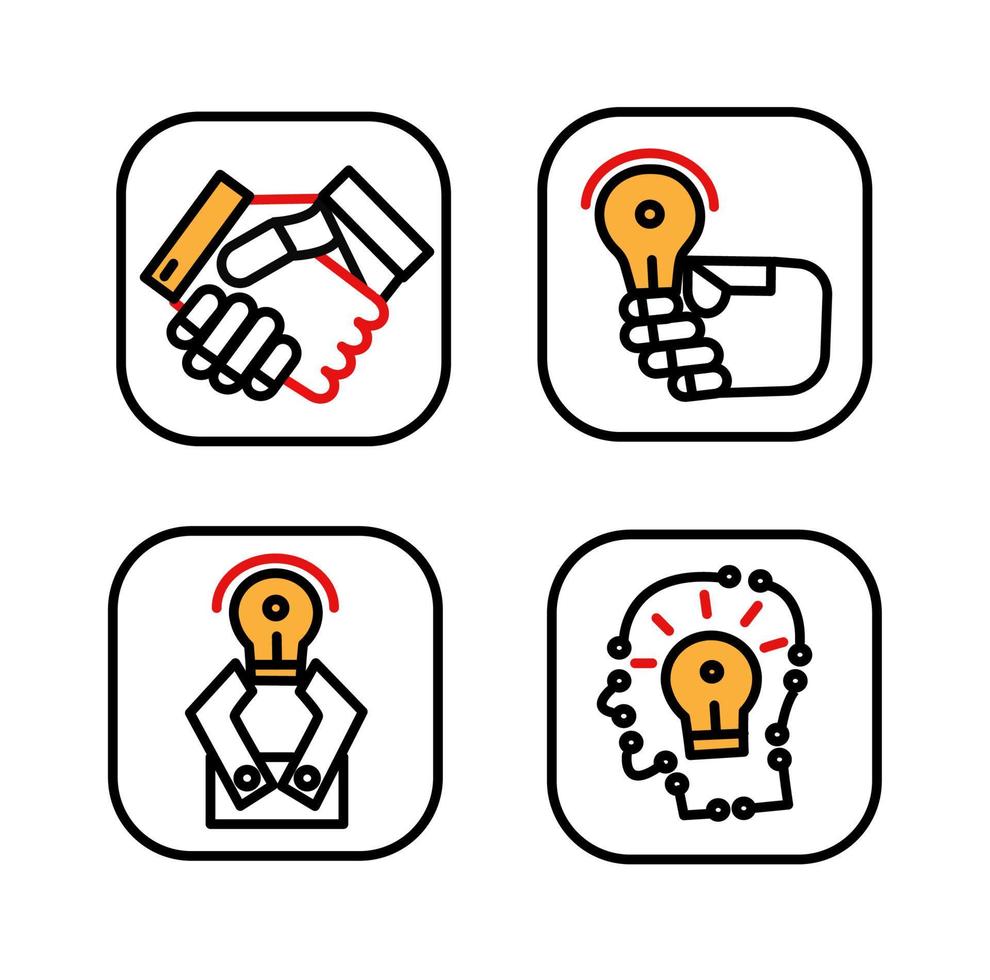 AI and artificial intelligence concept. Set of vector icons.
