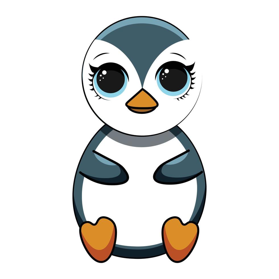 dibujos animados lindo pequeño pingüino ilustración vectorial vector