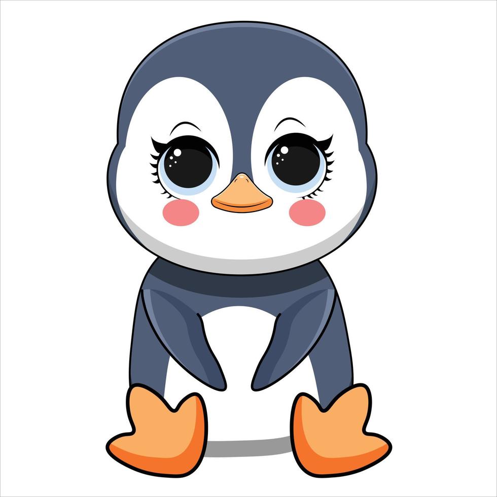 dibujos animados lindo pequeño pingüino ilustración vectorial vector