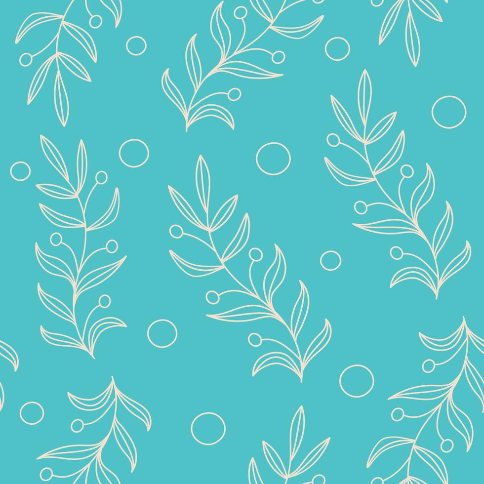 Seamless decorative template texture with green leaves and beige background. Seamless stylized leaf pattern. vector