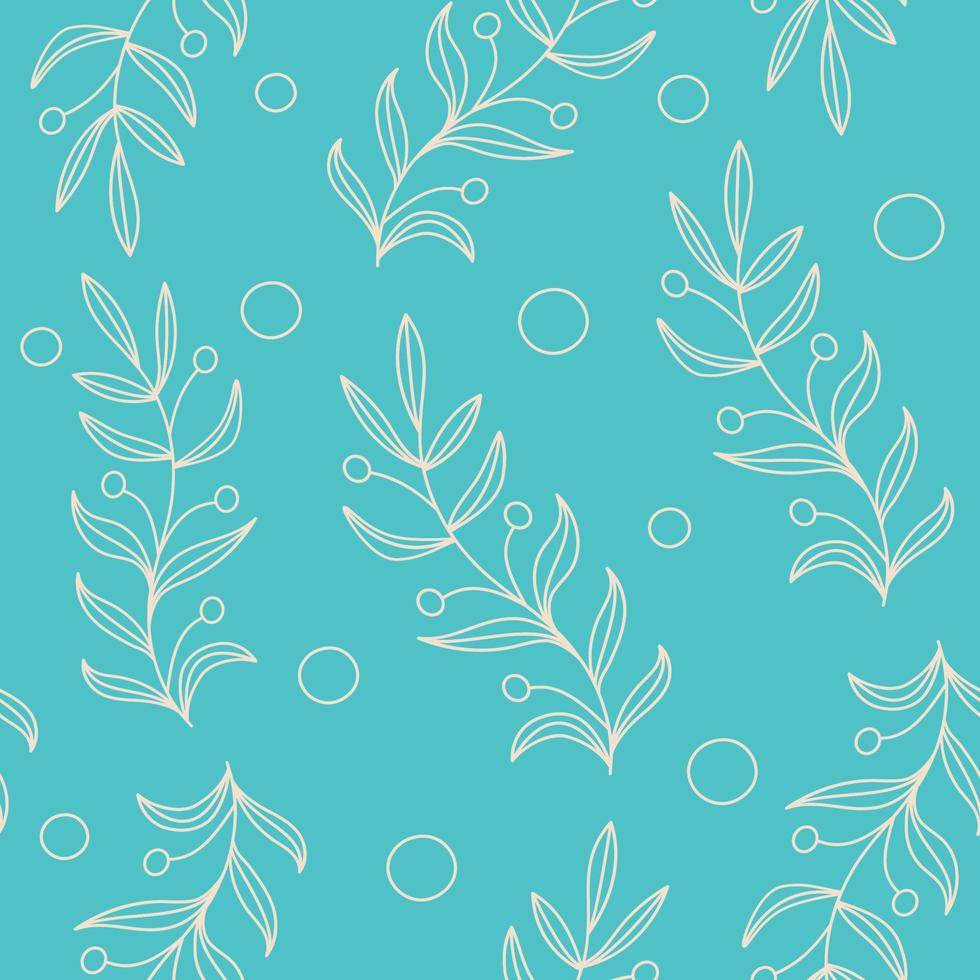 textura de plantilla decorativa sin costuras con hojas verdes y fondo beige. patrón de hoja estilizada sin costuras. vector