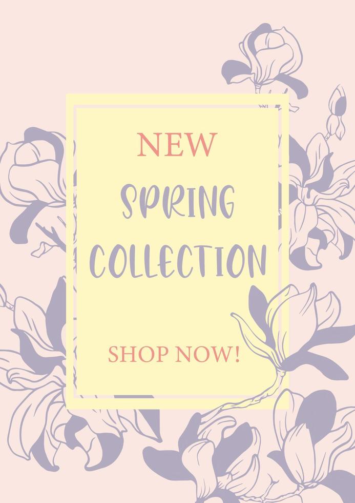 Spring banner with paper flowers for online shopping, advertising actions, magazines and websites. Vector illustration.