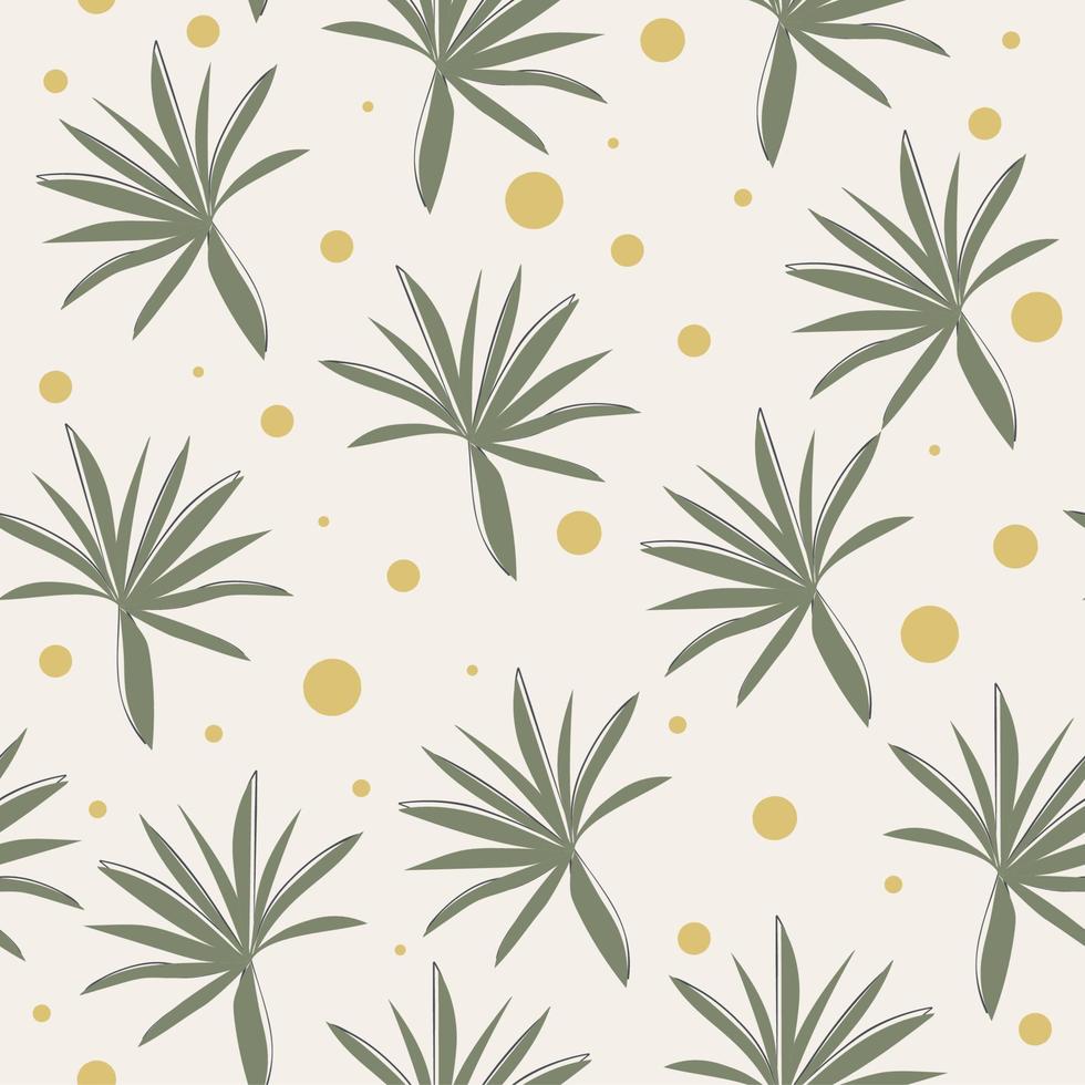 Tropical seamless pattern with palm leaves and dots. Modern abstract design for paper, cover, fabric, print vector