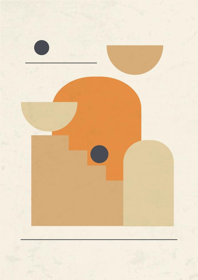 cartel de líneas texturadas minimalistas y elementos abstractos. ilustraciones estéticas modernas. diseño artístico estilo boho para decoración de paredes vector