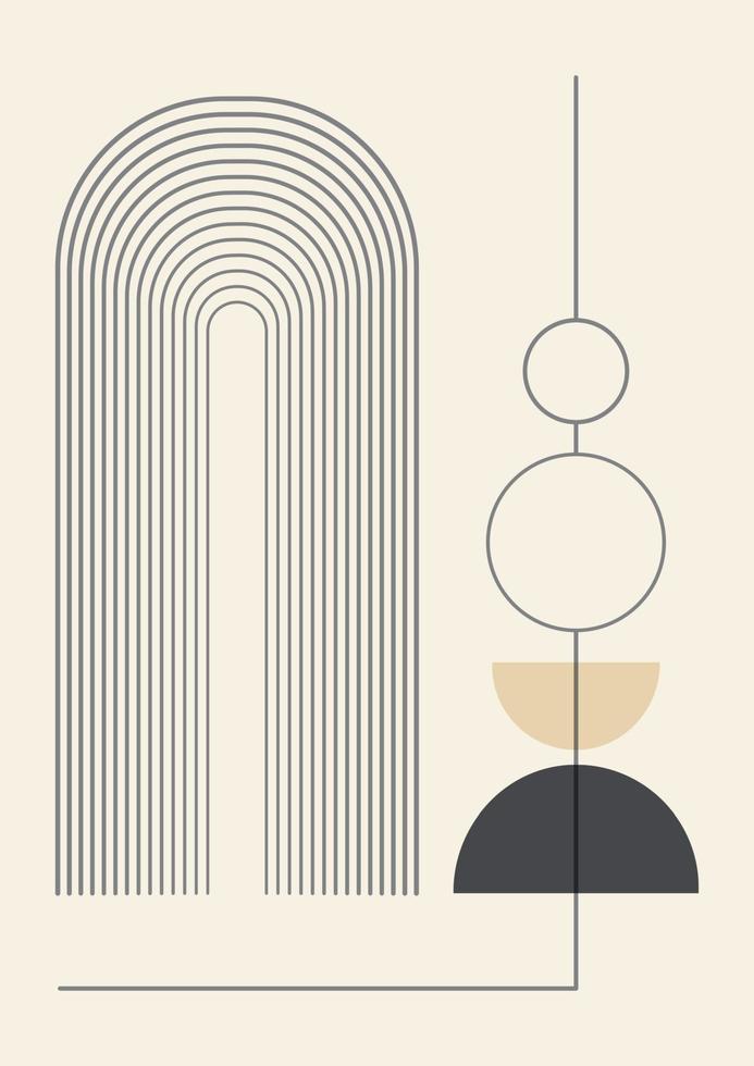 conjunto de carteles de líneas minimalistas y elementos geométricos. ilustraciones estéticas modernas. diseño artístico estilo boho para decoración de paredes vector