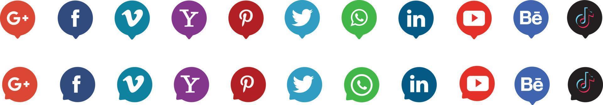 colección de logotipos de redes sociales populares. conjunto editorial realista. vector