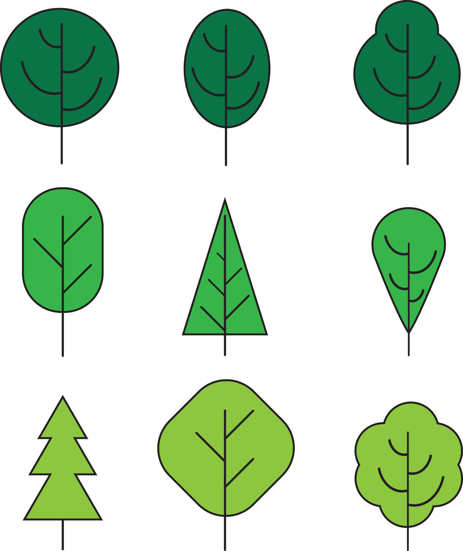 Tree line icon. Naturally beautiful symbol, wooden trunk and outline