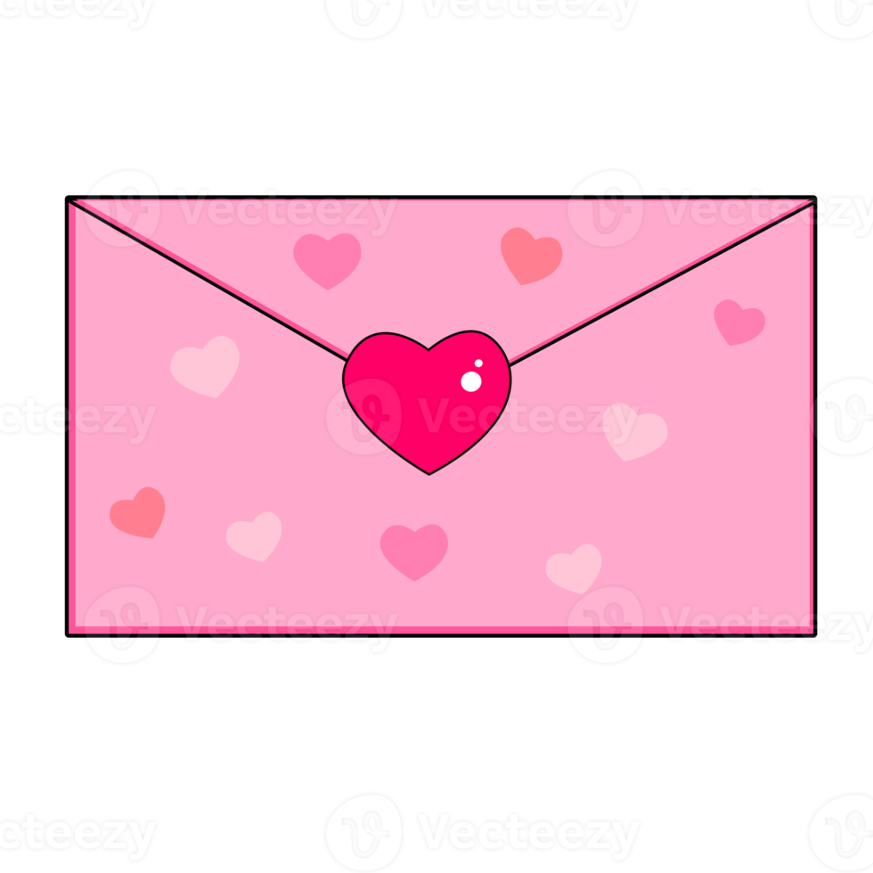 envelope rosa com coração png