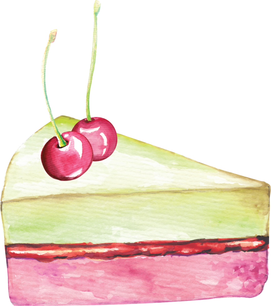 Slice of Cake with Cherries on top png