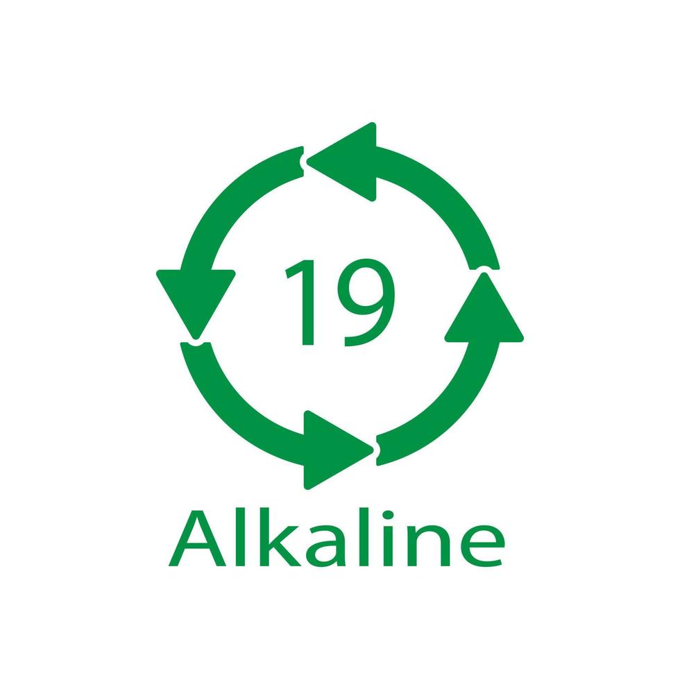 Battery recycling code Alkaline 19 . Vector illustration