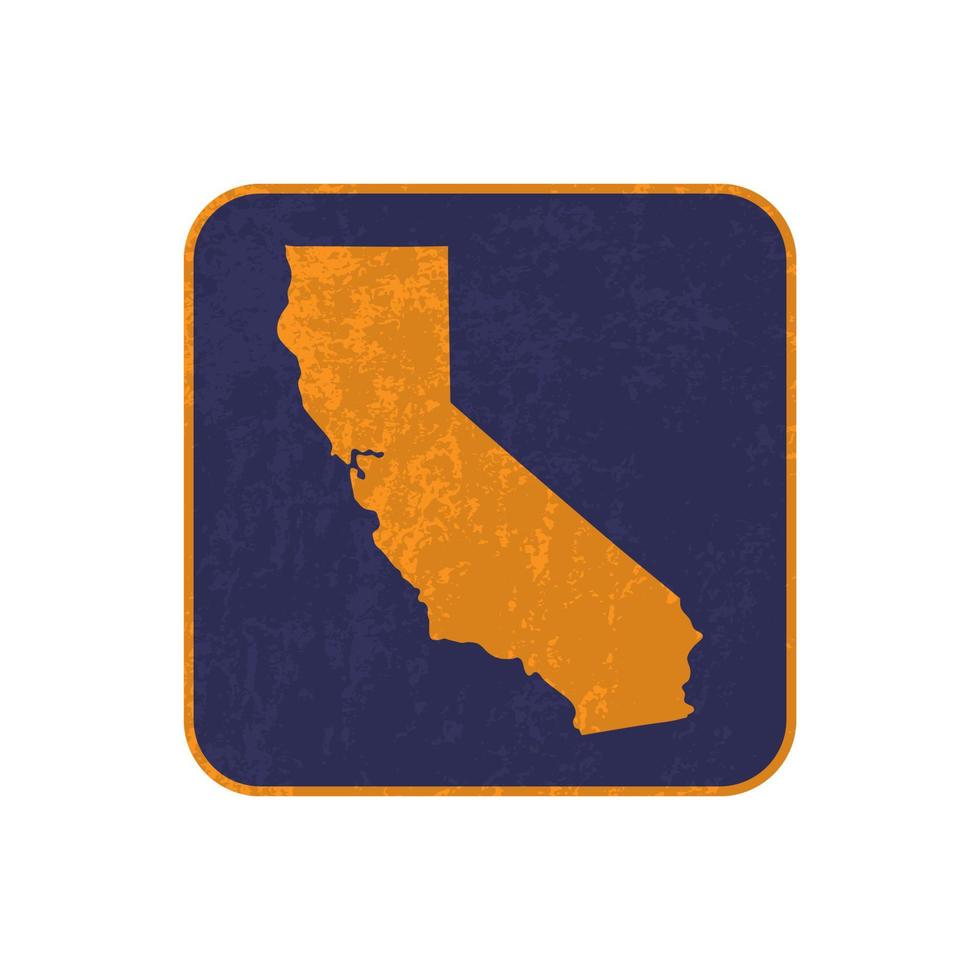 cuadrado del mapa del estado de california con textura grunge. ilustración vectorial vector