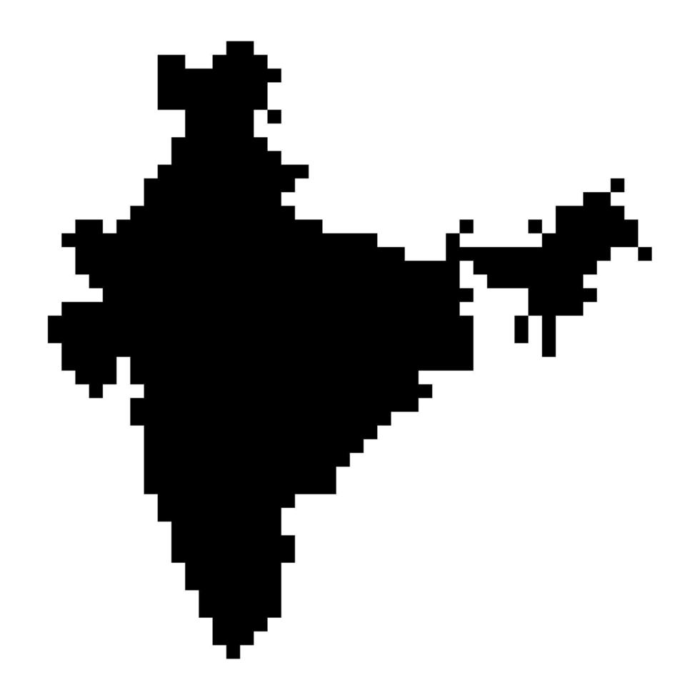 Pixel map of India. Vector illustration.