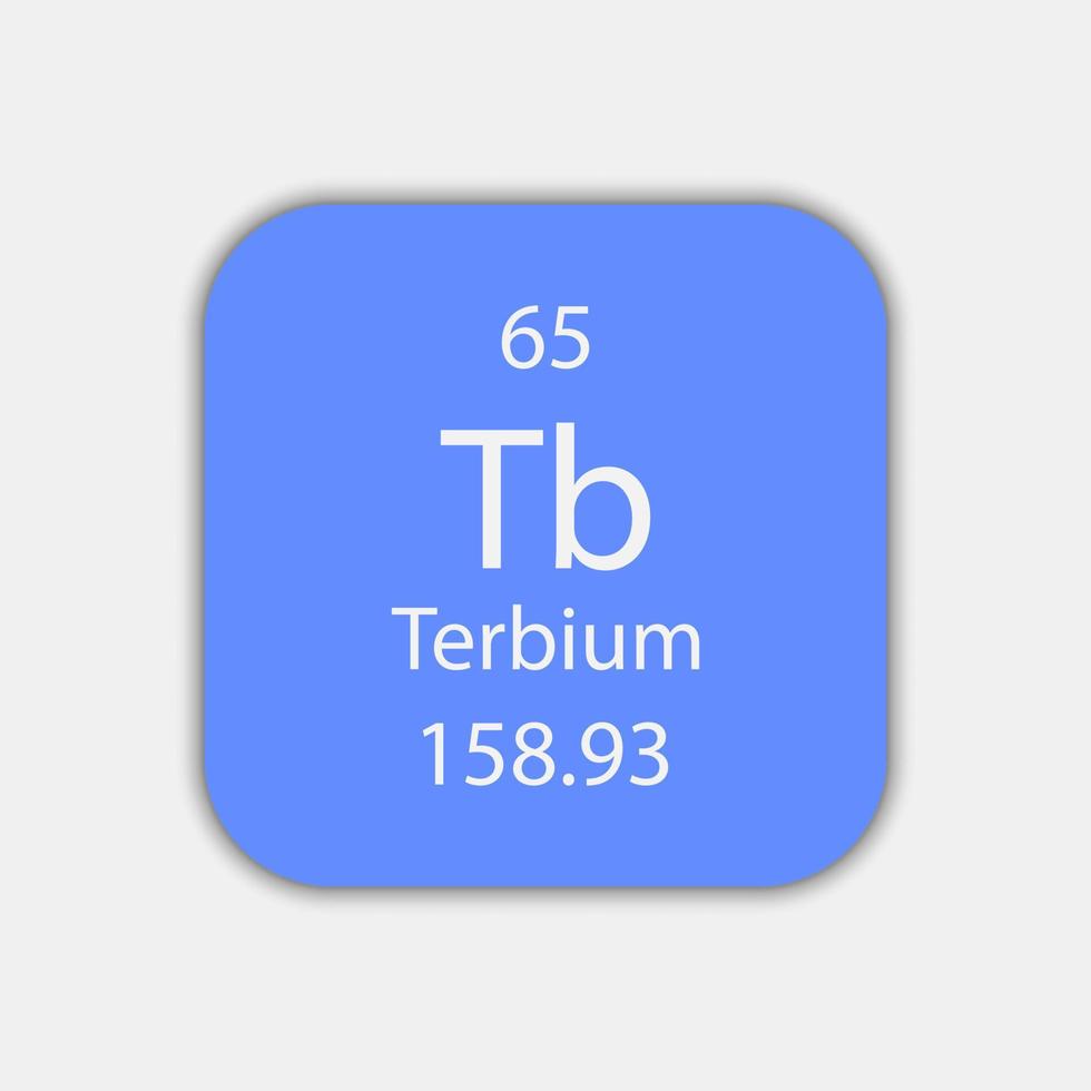 Terbium symbol. Chemical element of the periodic table. Vector illustration.