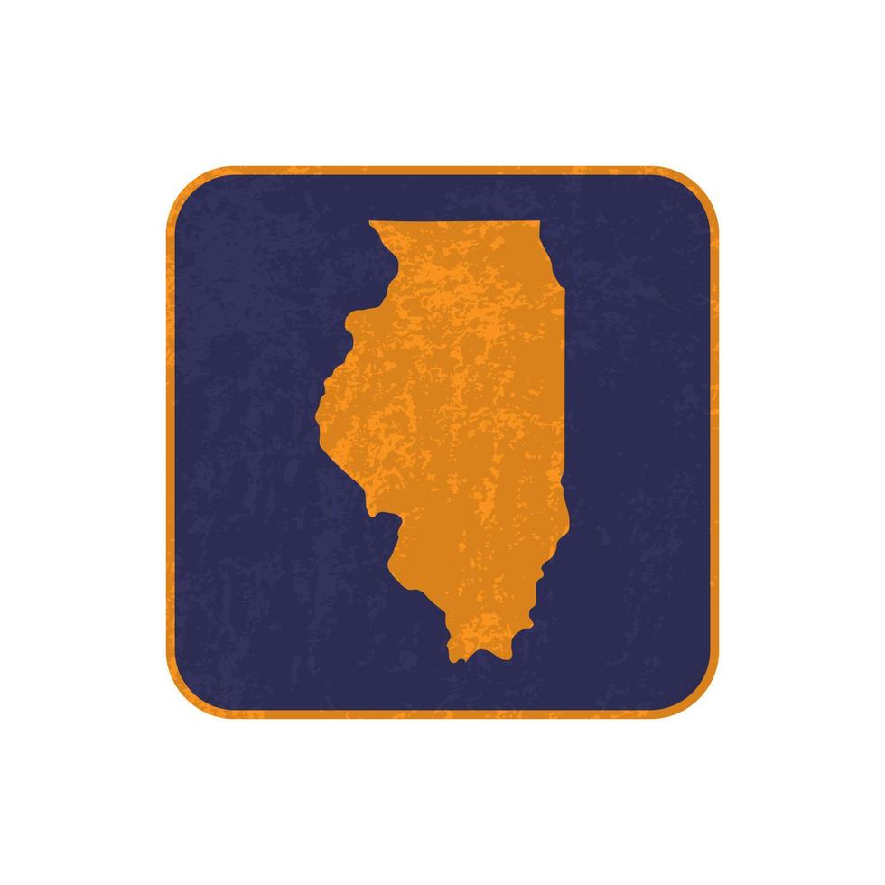 Illinois state map square with grunge texture. Vector illustration.