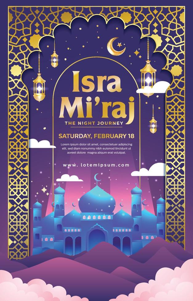 plantilla de póster de isra mi'raj vector