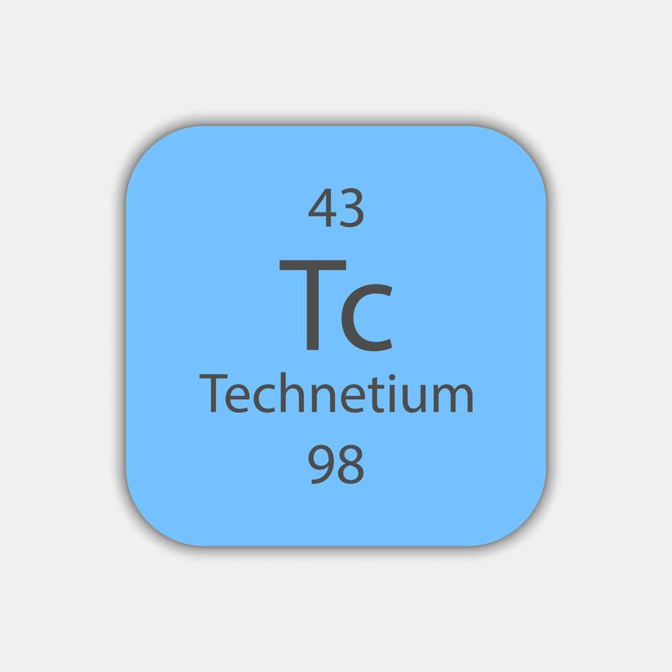 símbolo de tecnecio. elemento químico de la tabla periódica. ilustración vectorial vector