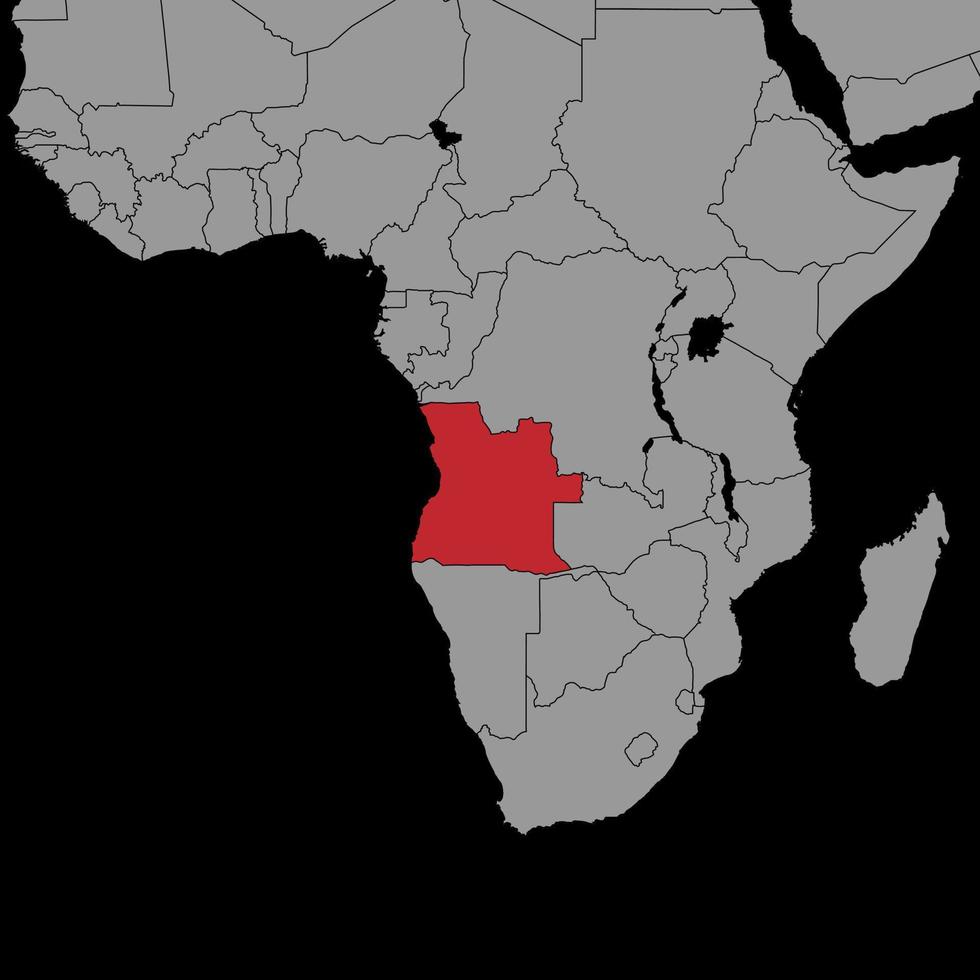 Pin map with Angola flag on world map. Vector illustration.