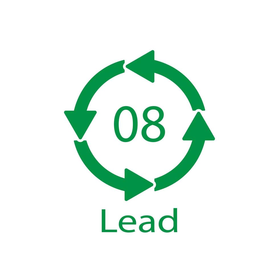 Battery recycling symbol 8 Lead , battery recycling code 8 Lead vector