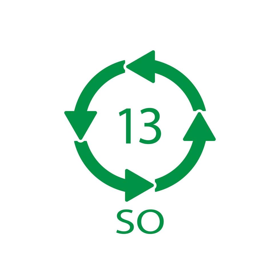 Battery recycling symbol 13 SO. Vector illustration