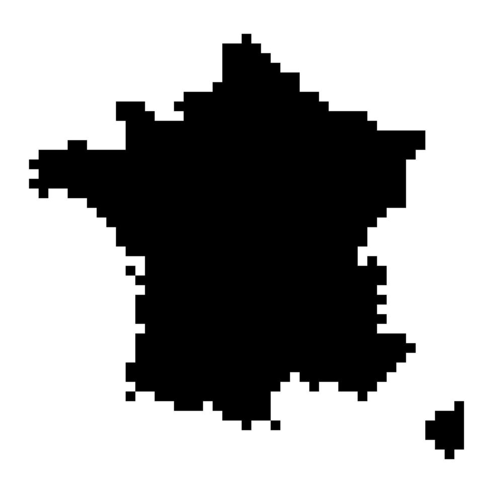 Pixel map of France. Vector illustration.