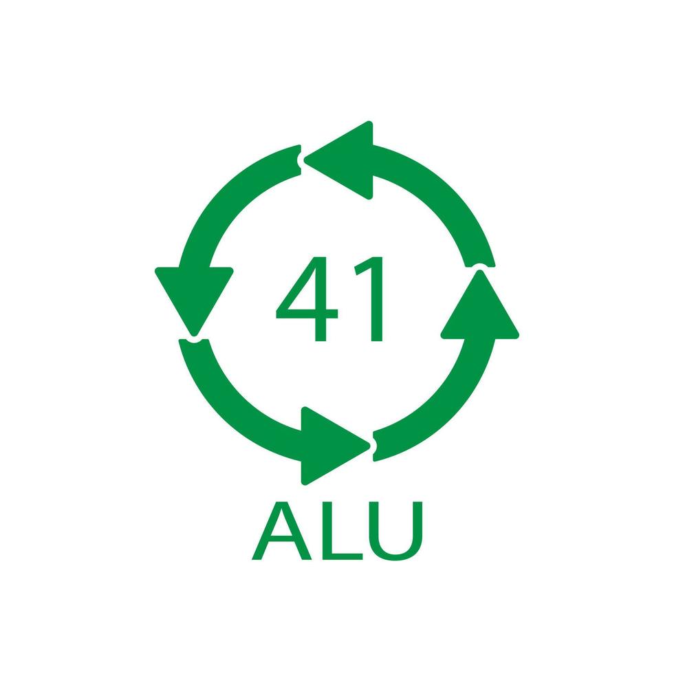 Aluminium recycling symbol ALU 41. Vector Illustration