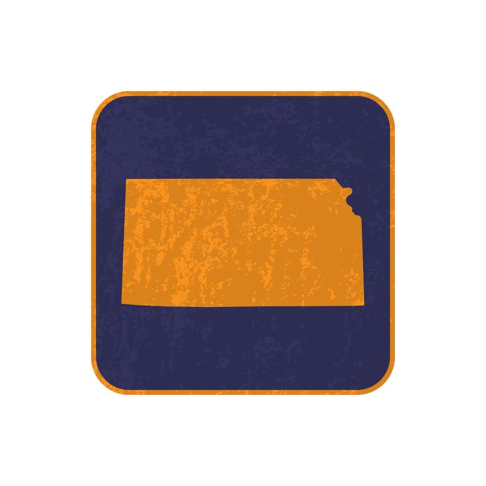Kansas state map square with grunge texture. Vector illustration.