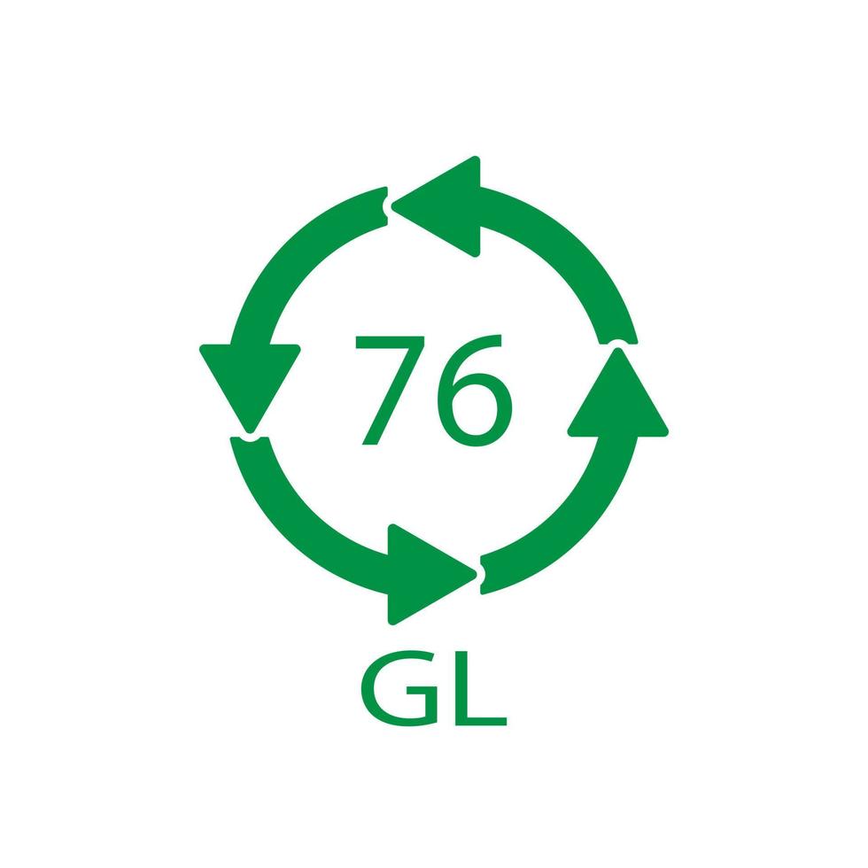 Crystal Glass recycling code 76 GL. Vector illustration