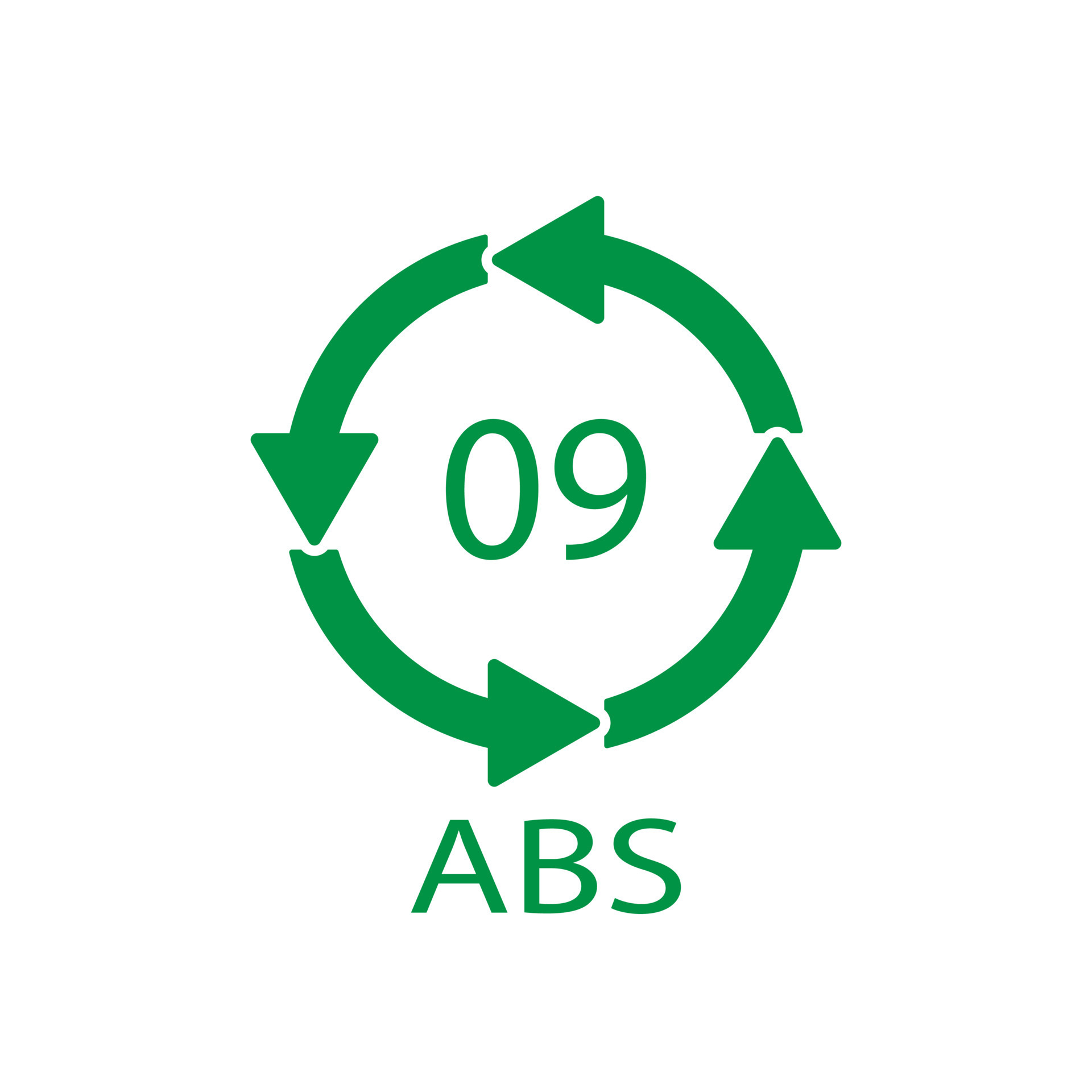 Plastic recycle symbol ABS 9 vector icon. Plastic recycling code ABS 09