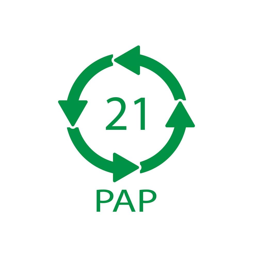 Paper recycling symbol PAP 21 other mixed paper. Vector illustration