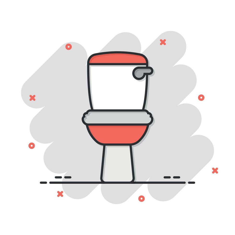 Toilet bowl icon in comic style. Hygiene cartoon vector illustration on isolated background. WC restroom splash effect sign business concept.