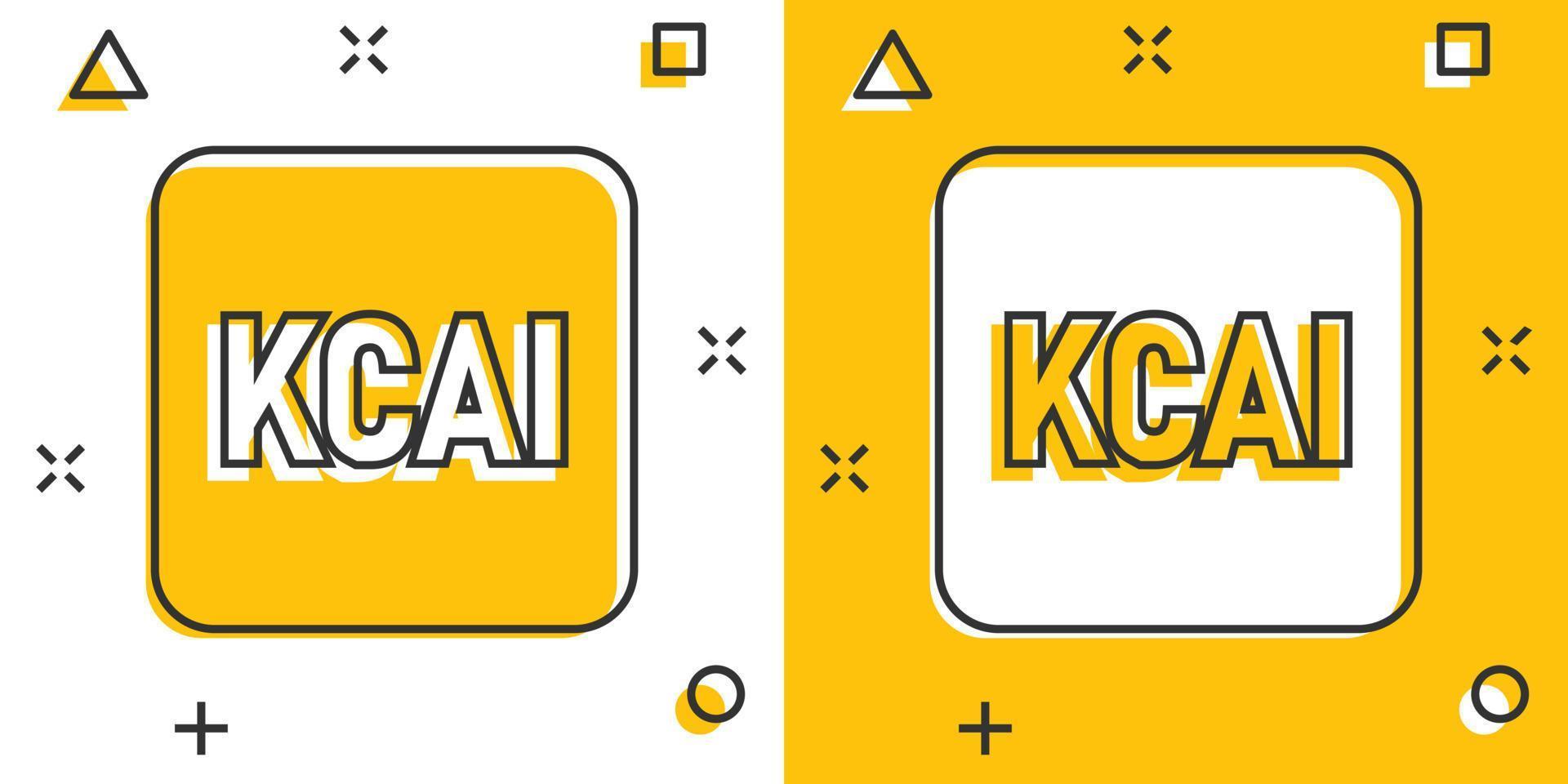 icono de kcal en estilo cómico. ilustración de vector de dibujos animados de dieta sobre fondo blanco aislado. concepto de negocio de efecto de salpicadura de calorías.