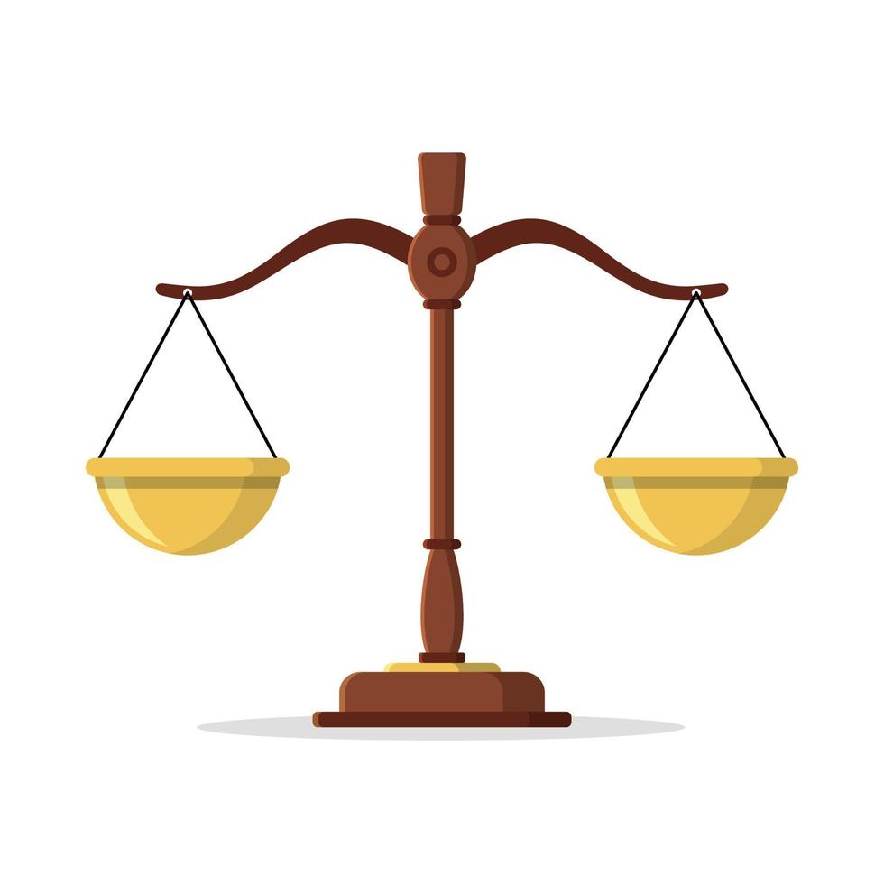 Scale icon in flat style. Weight balance vector illustration on isolated background. Equilibrium comparison sign business concept.