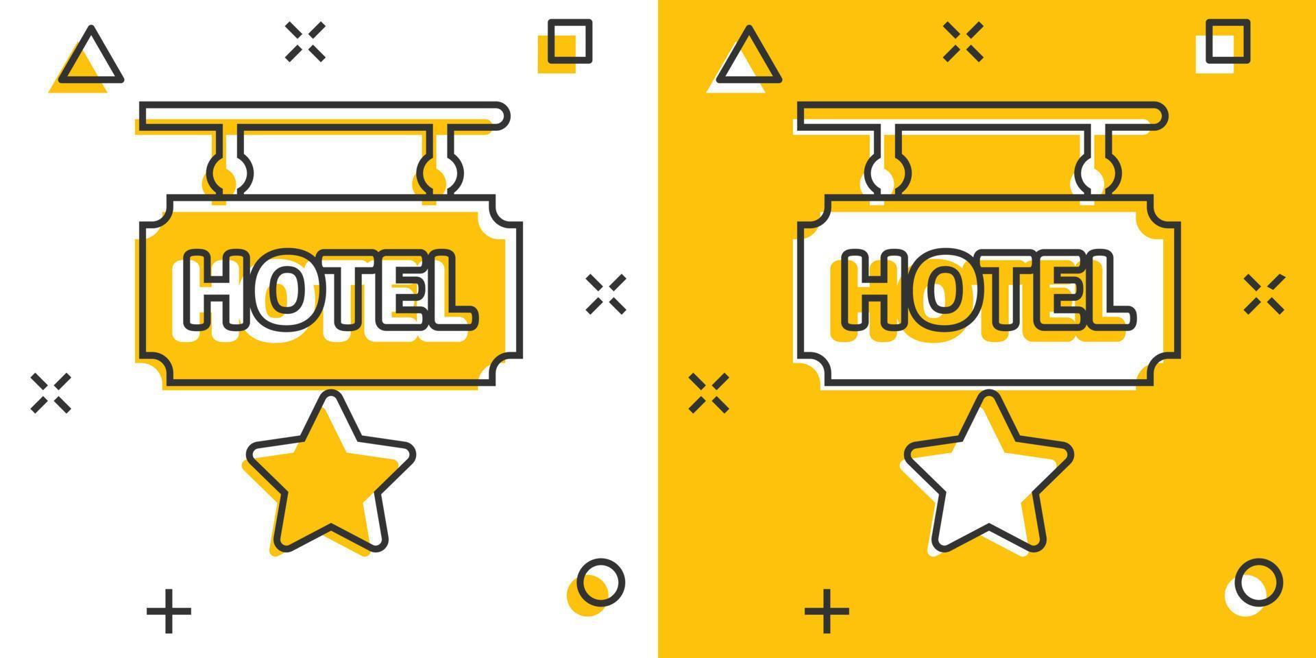 hotel icono de signo de 1 estrella en estilo cómico. posada ilustración vectorial de dibujos animados sobre fondo blanco aislado. concepto de negocio de efecto de salpicadura de información de habitación de albergue. vector