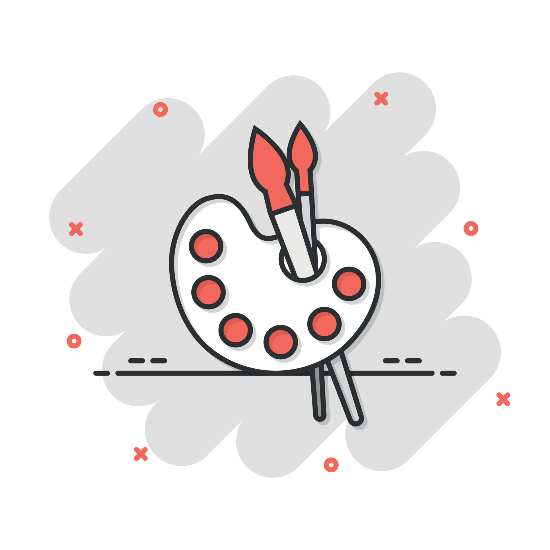 Artist's palette in comic style. Painter's tools cartoon vector