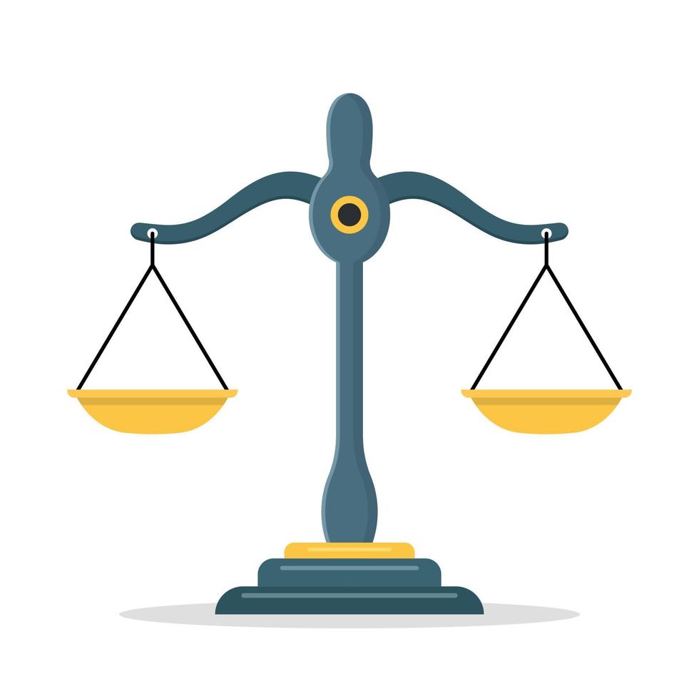 Scale icon in flat style. Weight balance vector illustration on