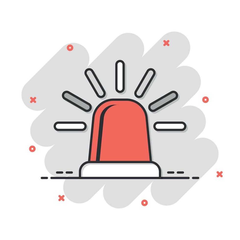 Emergency alarm icon in comic style. Alert lamp cartoon vector illustration on isolated background. Police urgency splash effect sign business concept.