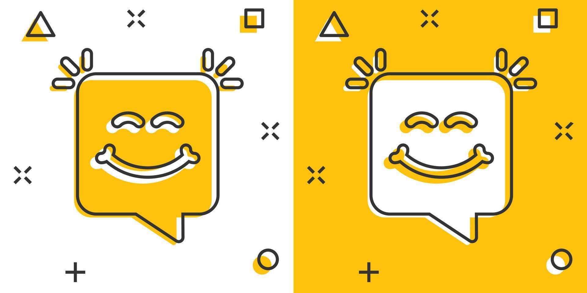Happy sms icon in comic style. Message speech bubble cartoon vector illustration on white isolated background. Envelope splash effect business concept.
