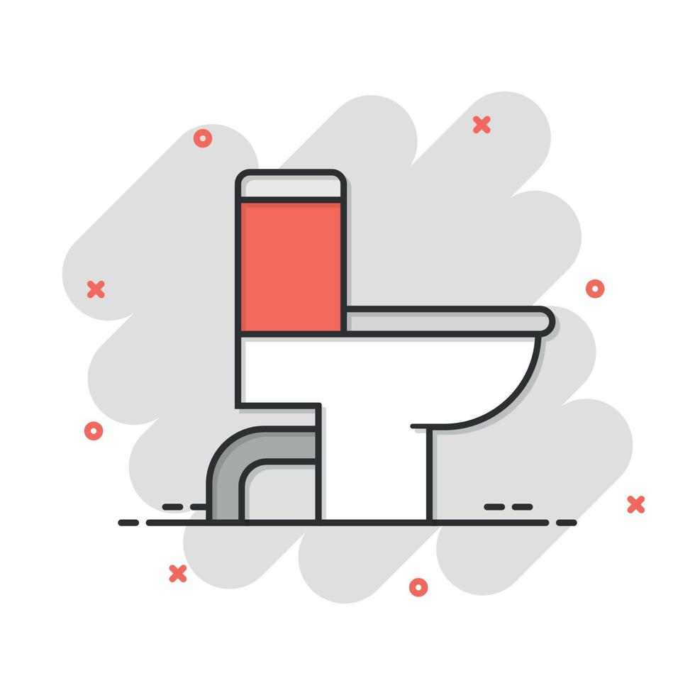 Toilet bowl icon in comic style. Hygiene cartoon vector illustration on isolated background. WC restroom splash effect sign business concept.