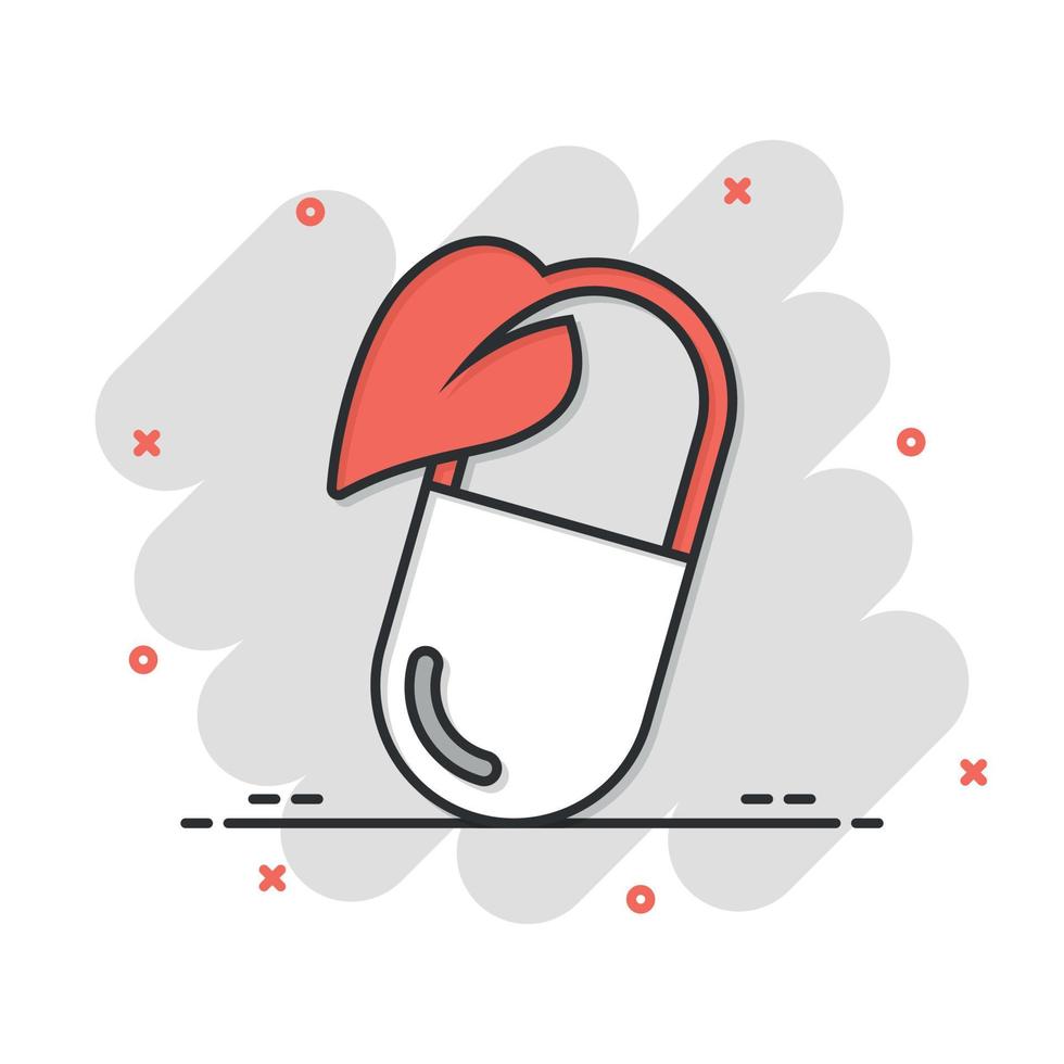 Vitamin pill note icon in comic style. Capsule cartoon vector illustration on white isolated background. Antibiotic splash effect sign business concept.