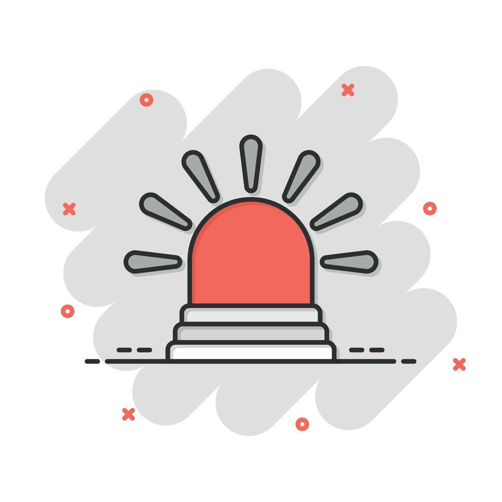Emergency alarm icon in comic style. Alert lamp cartoon vector illustration on isolated background. Police urgency splash effect sign business concept.