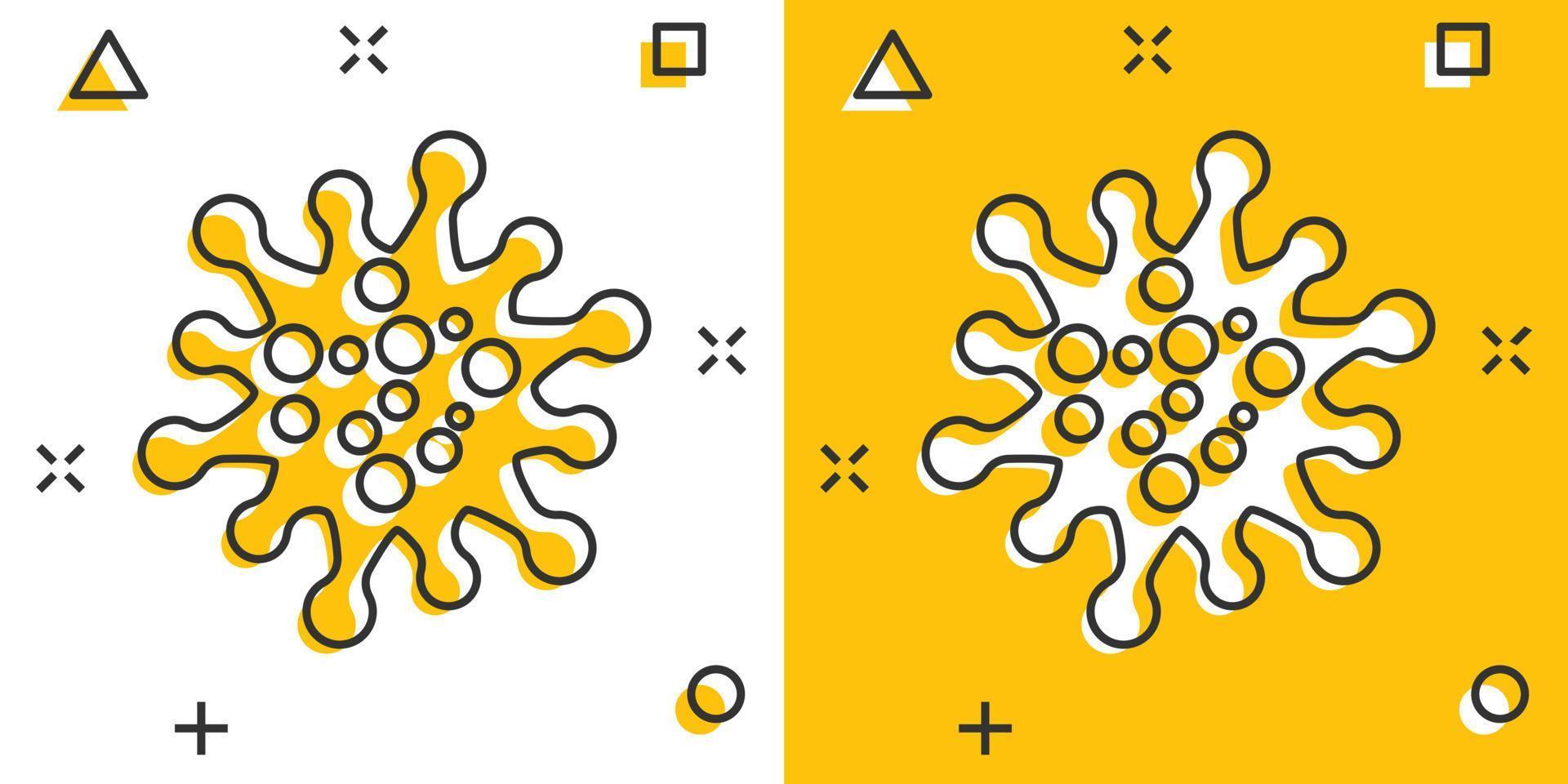 icono de bacterias de la enfermedad en estilo cómico. ilustración de vector de dibujos animados de alergia sobre fondo blanco aislado. concepto de negocio de efecto de salpicadura de virus microbio.