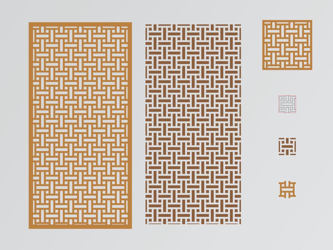 Basketwave seamless pattern set. Vector illustration for decorative Panel Laser cut
